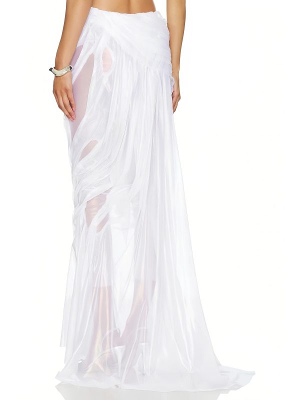 Wet Look Long Skirt Two-Piece Set - Image 7