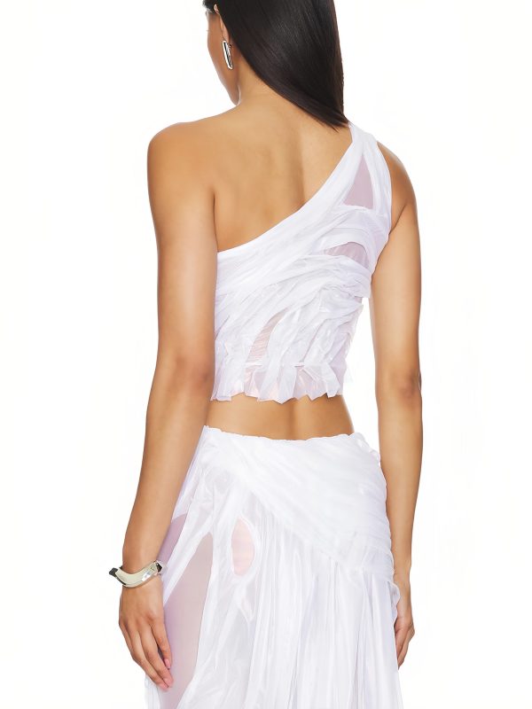 Wet Look Long Skirt Two-Piece Set - Image 3