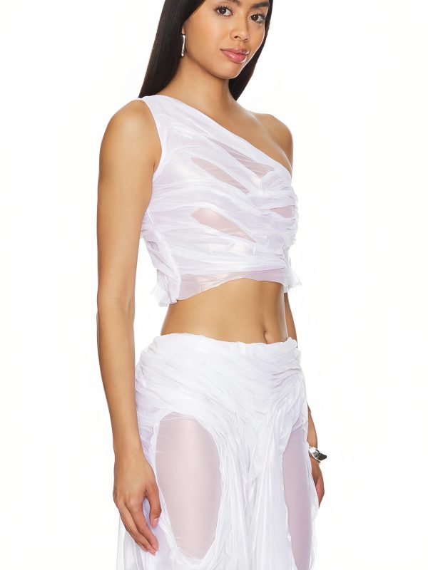 Wet Look Long Skirt Two-Piece Set - Image 4