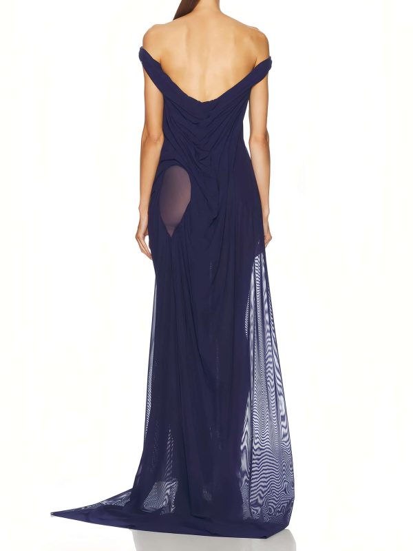 Wet Look Off The Shoulder Gown - Image 10